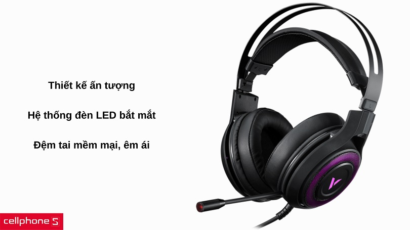 Thiết kế đèn LED bắt mắt, đệm tai êm ái