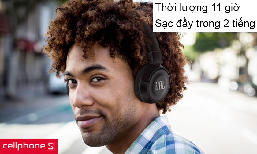 Tai nghe bluetooth JBL T450BT có thời lượng pin đến 11 giờ và sạc đầy trong 2 tiếng