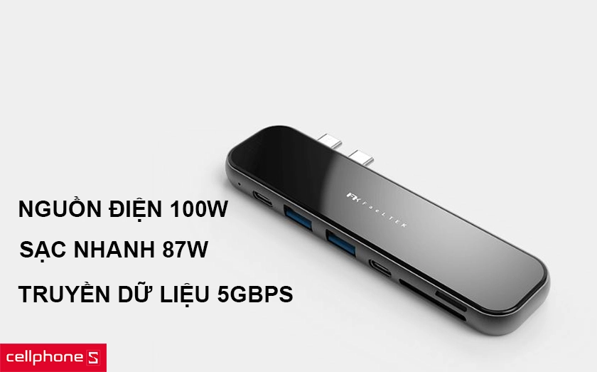 Cung cấp nguồn điện 100W để sạc nhanh cùng 2 đầu USB-A 3.0 và 3.1 nhanh chóng