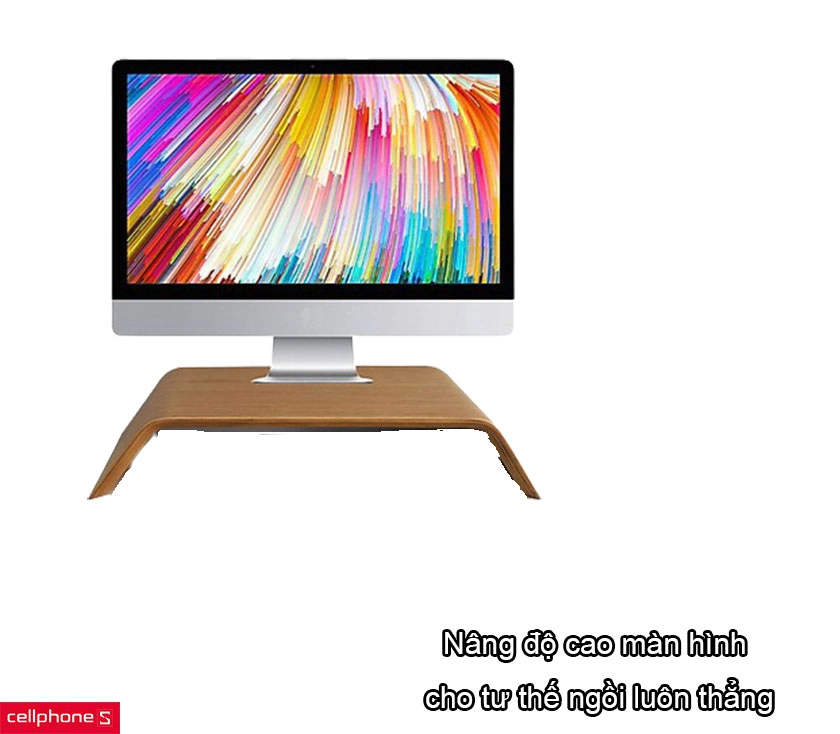 Kệ màn hình máy tính/iMac S-Case gỗ sồi uốn cong