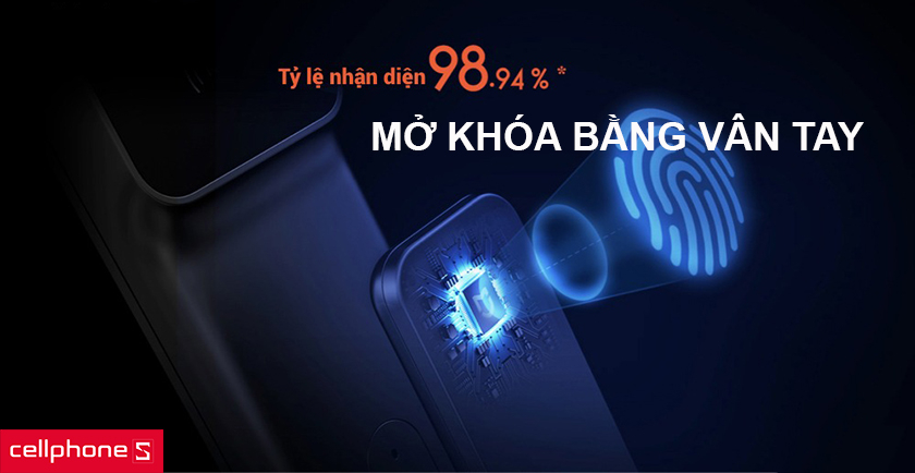 diện vân tay ngay tại vị trí tay cầm