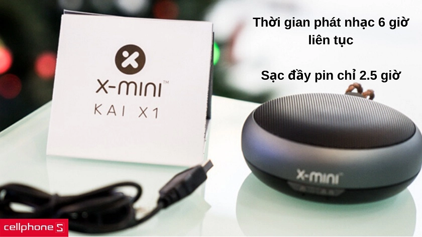 Thời gian phát nhạc đến 6 giờ liên tục và sạc nhanh chỉ trong 2.5 giờ