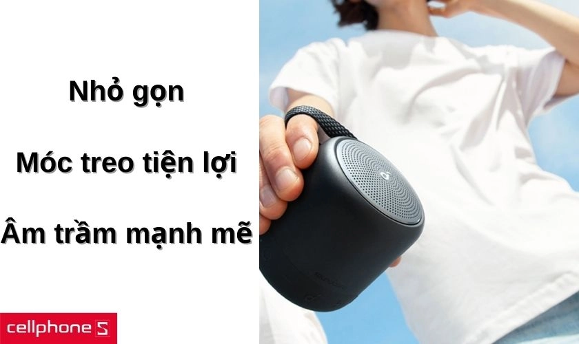 Thiết kế nhỏ gọn có móc treo cùng âm trầm mạnh mẽ