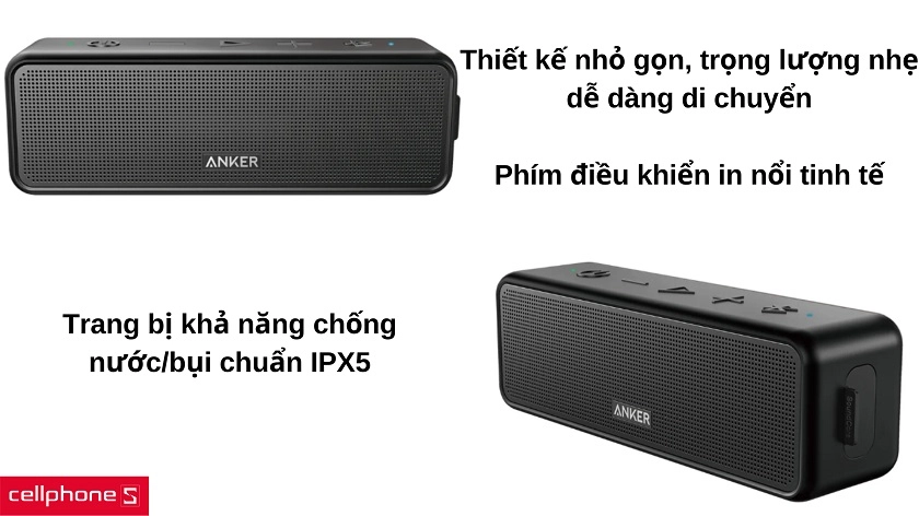 Thiết kế thanh dài gọn nhẹ và dễ sử dụng, đạt tiêu chuẩn chống nước/bụi IPX5