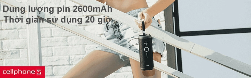 Dung lượng pin lên đến 2600mAh, 20 giờ sử dụng liên tục