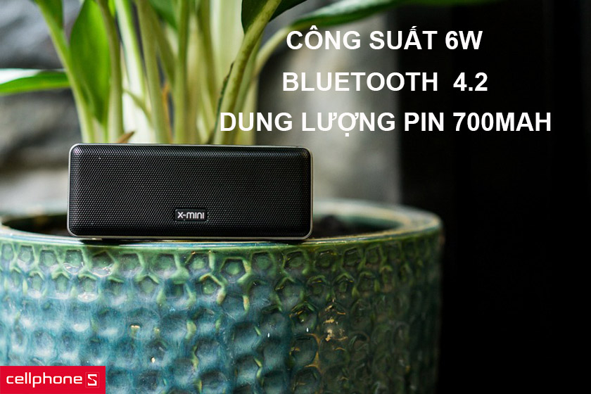 Công suất 3W x 2, màng loa Macnetically shielded 36mm, dung lượng pin 700mAh