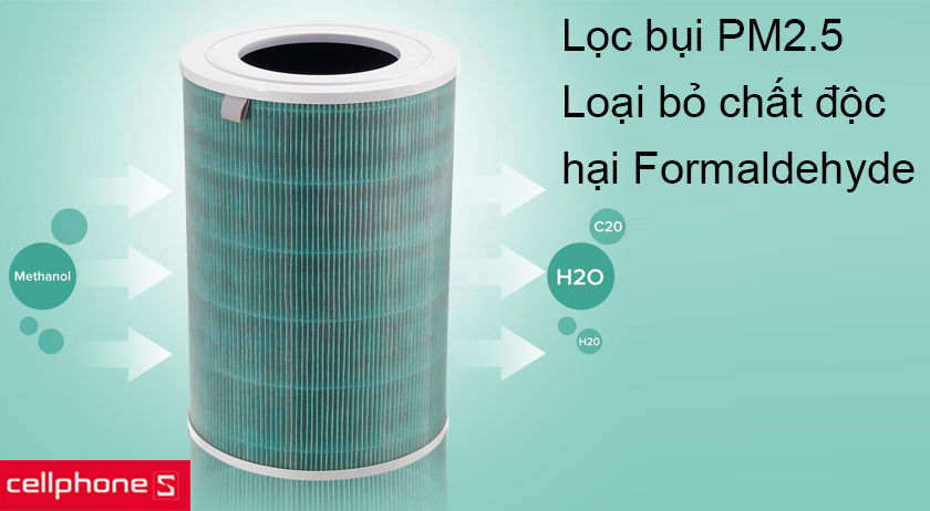 Lọc bụi mịn PM2.5, formaldehyde và kháng khuẩn 99% ngăn chặn vi khuẩn gây bệnh