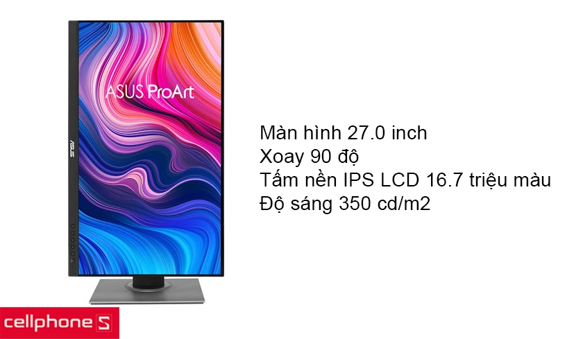 Màn hình kích thước lớn 27.0 inch, chân đế đa năng, tấm nền IPS LCD 16.7 triệu màu