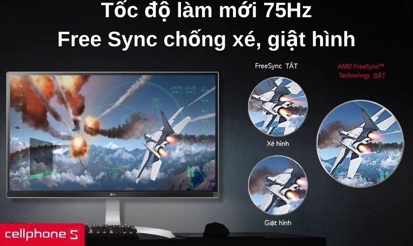 Tấm nền IPS Full HD với độ làm mới 75Hz và công nghệ Free Sync