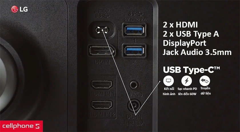 Đa kết nối mạnh mẽ, USB-C hỗ trợ sạc lên đến 60W