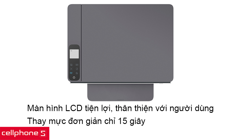 Sử dụng đơn giản, tiện lợi với màn hình LCD, dễ dàng thay thế hộp mực