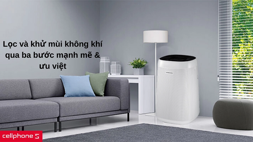 Hiệu năng lọc khí & khử mùi mạnh mẽ qua ba bước
