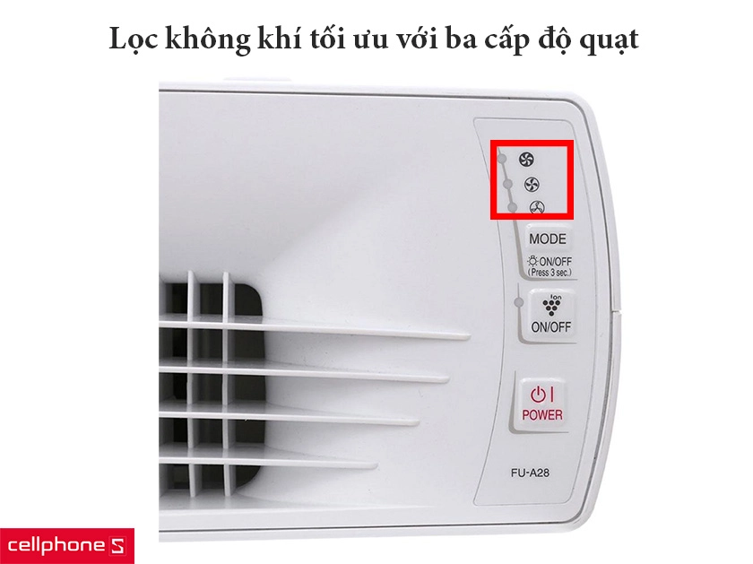 Máy lọc không khí Sharp FU-A28EV-W được trang bị ba cấp độ quạt khác nhau
