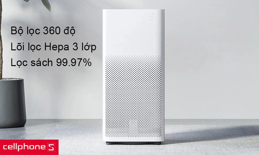 Bộ lọc hình trụ 360 độ lan tỏa không khí từ mọi hướng, cấu tạo lõi lọc 3 lớp