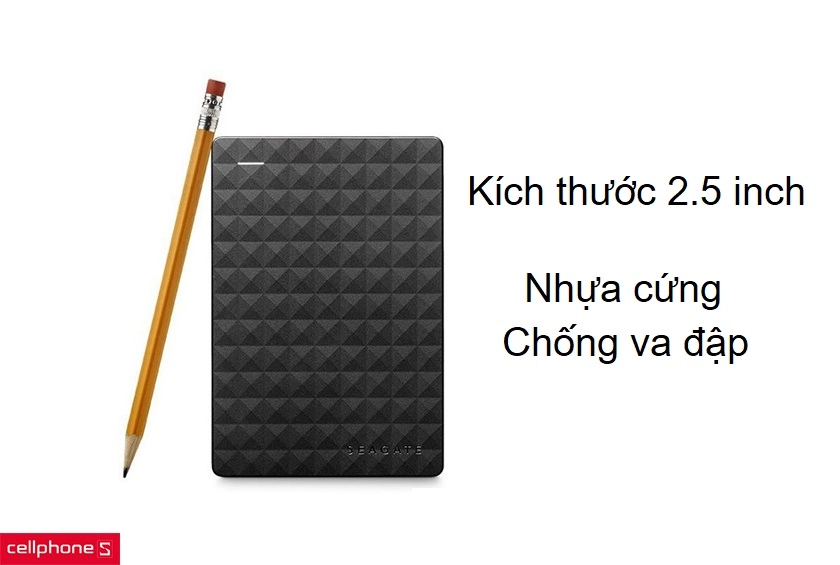 Thiết kế nhỏ gọn 2.5 inch, làm từ nhựa cứng siêu bền chống va đập
