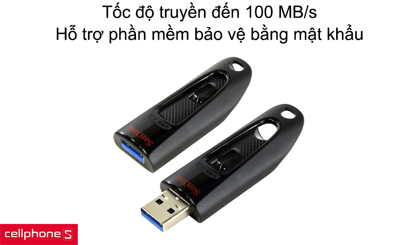 Tốc độ truyền đến 100 MB/s, hỗ trợ phần mềm bảo vệ bằng mật khẩu