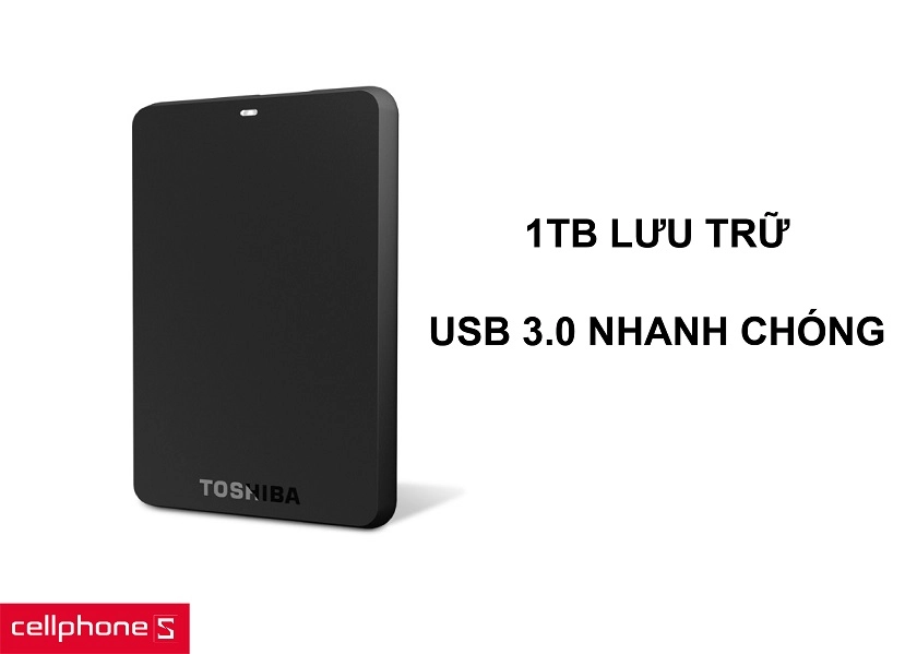 Dung lượng 1TB rộng lớn cùng cổng USB 3.0 truyền dữ liệu nhanh chóng