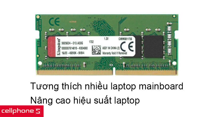 RAM laptop Kingston Sodimm 1.2V 8GB 2400MHz CL17 tương thích nhiều thiết bị