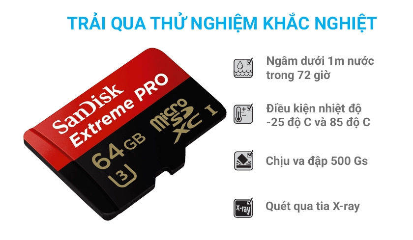 Thẻ nhớ có khả năng chống nhiệt, chống sốc, chống thấm nước