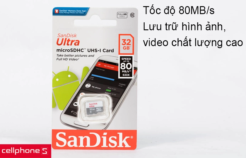 Tốc độ truyền dữ liệu 80MB/s, thêm nhiều không gian lưu trữ cho thiết bị