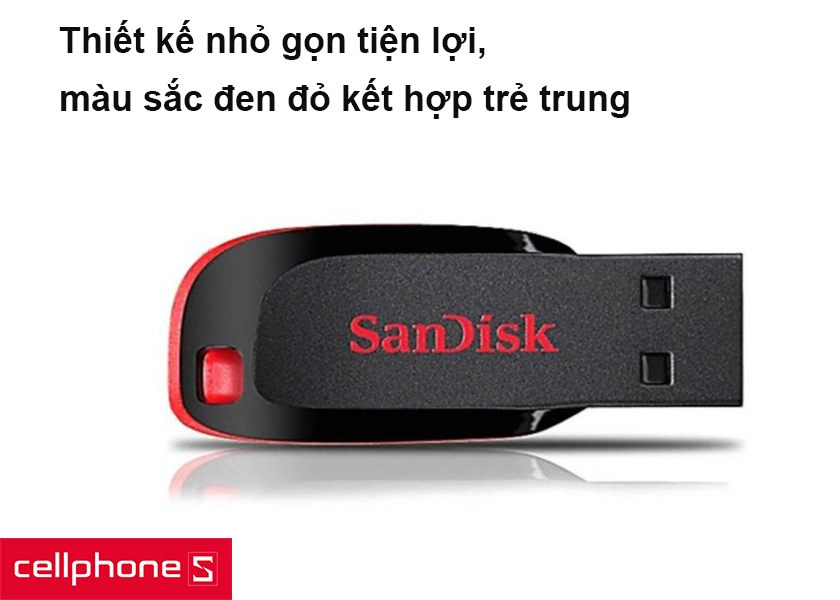 Thiết kế nhỏ gọn tiện lợi, màu sắc đen đỏ kết hợp trẻ trung