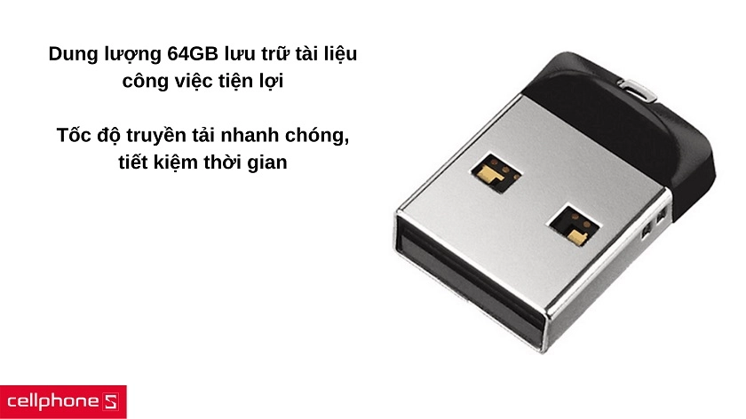 Dung lượng 64 GB với tốc độ tải dữ liệu nhanh chóng
