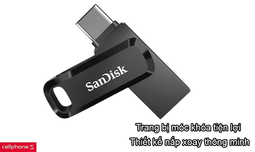 Thiết kế nắp xoay thông minh, trang bị móc khóa tiện lợi