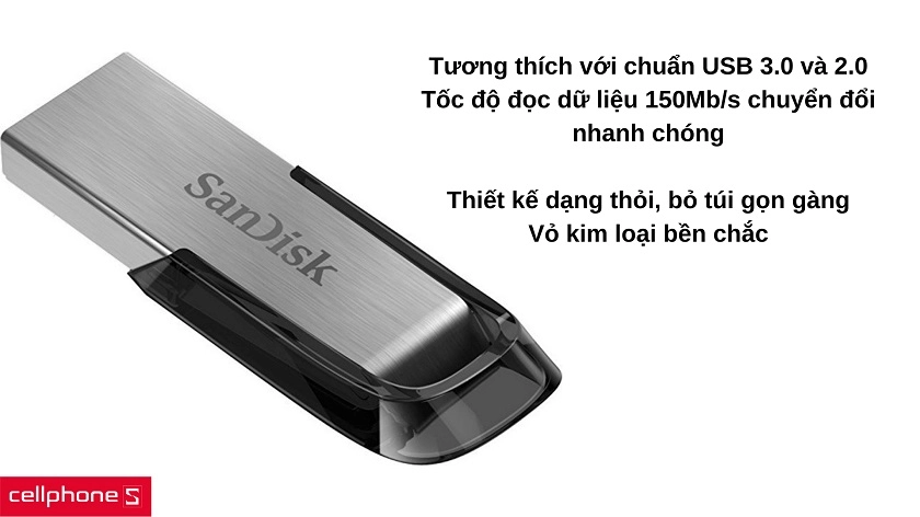 Tốc độ đọc 150Mb/s với chuẩn giao tiếp USB 3.0
