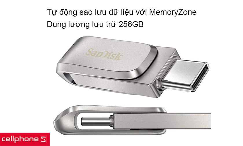 Tính năng tự động sao lưu dữ liệu với MemoryZone, dung lượng 256GB lưu trữ thoải mái