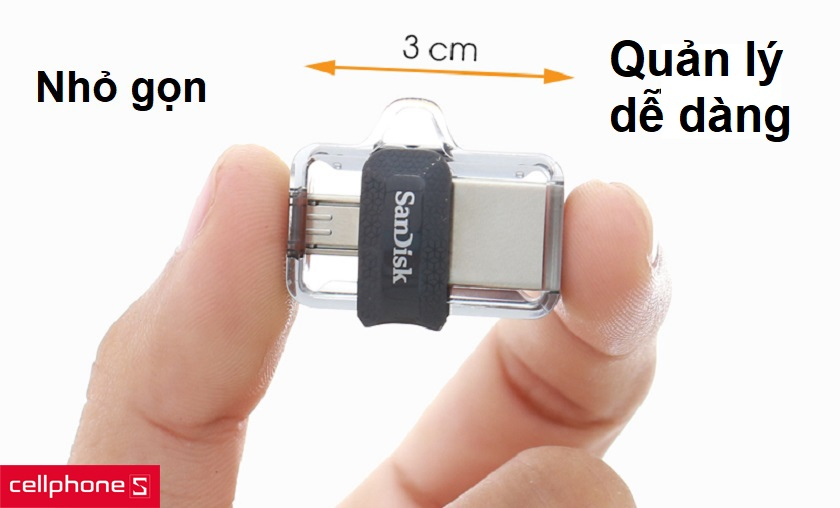 Kích thước nhỏ gọn và dễ dàng quản lý với phần mềm SanDisk Memory Zone App