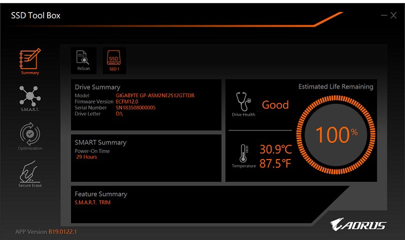 Ổ cứng SSD Gigabyte AORUS RGB 512GB PCIe NVMe Gen 3 x4 (GP-ASM2NE2512GTTDR)