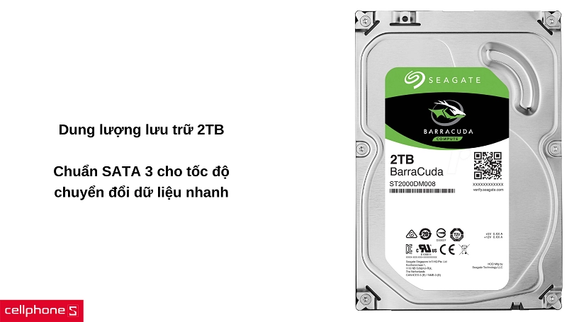 Ổ cứng HDD SeaGate Barracuda 2TB ST2000DM008 - Bền bỉ và chuyển đổi tốc độ cao
