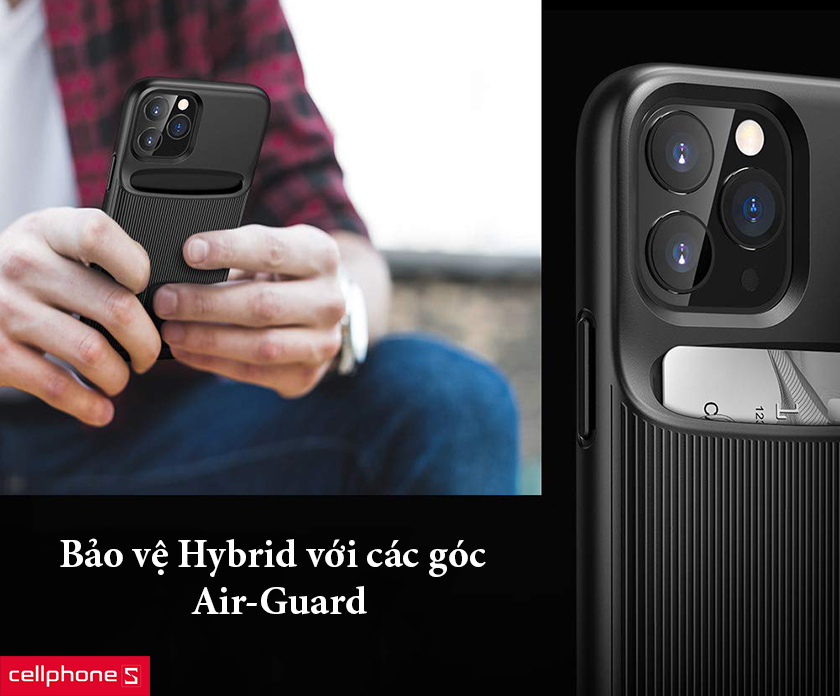 ốp lưng bảo vệ iphone 11 pro max Hybrid với các góc Air-Guard