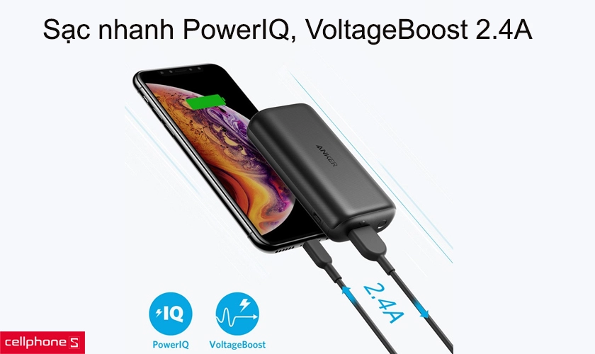 tích hợp sạc nhanh PowerIQ và VoltageBoost lên tới 2.4A
