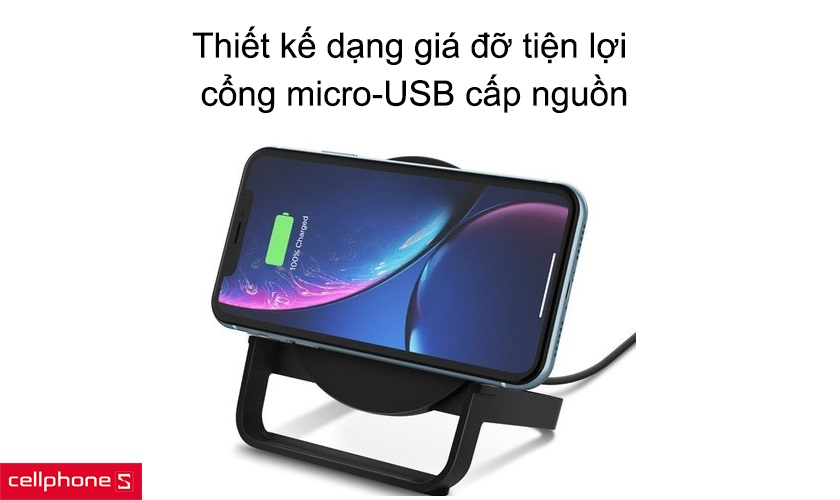 Thiết kế dạng giá đỡ tiện lợi, cổng micro-USB cấp nguồn