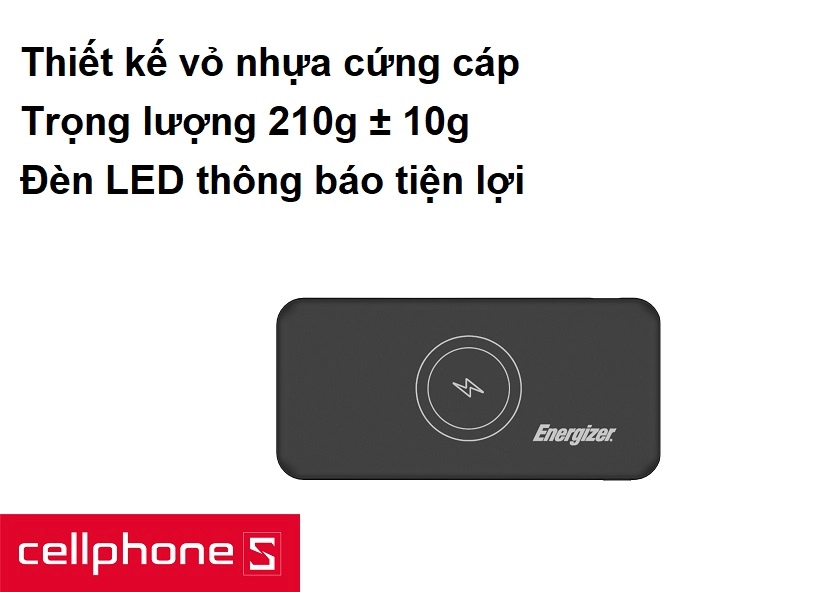 Thiết kế vỏ nhựa cứng cáp, trọng lượng 210g ± 10g
