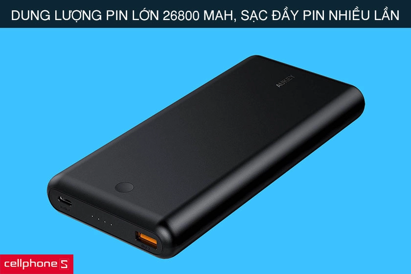 Dung lượng pin khủng 26800 mAh, sạc được nhiều lần cho thiết bị