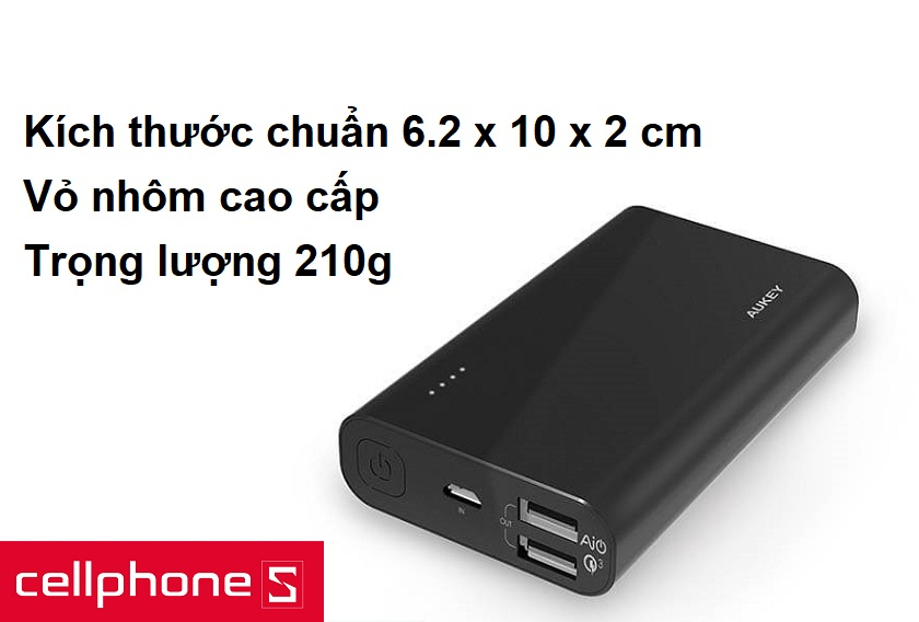 Vỏ nhôm cao cấp, trọng lượng 210g