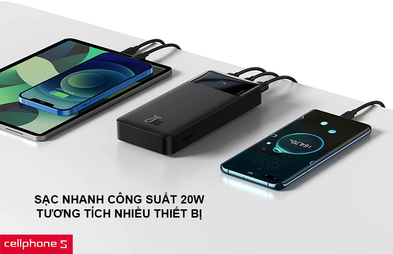 Sạc nhanh công suất 20W, tương thích nhiều thiết bị