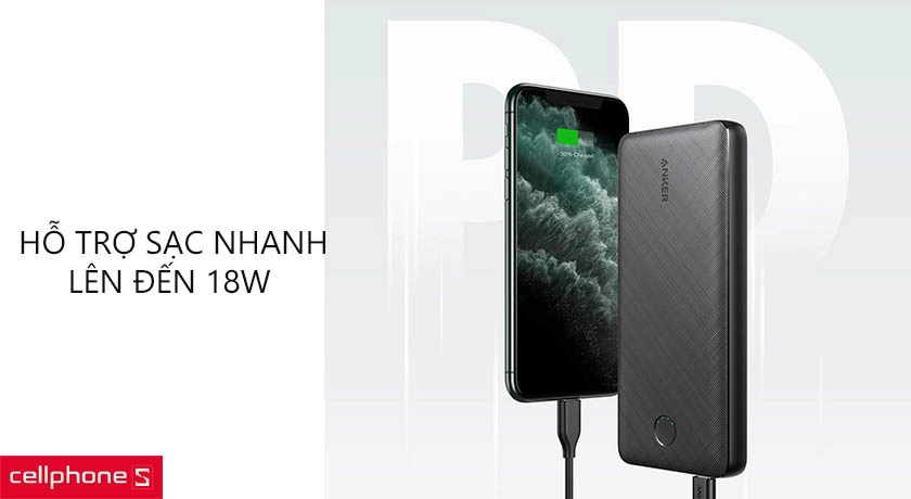 hỗ trợ sạc nhanh 18W