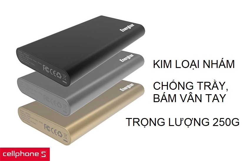 Thiết kế bằng kim loại chống trầy xước, trọng lượng nhẹ chỉ 250g