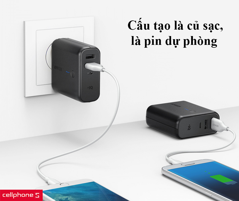 Cấu tạo là củ sạc, là pin dự phòng