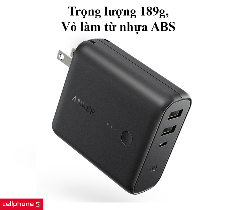 trọng lượng 189g, vỏ làm từ nhựa ABS