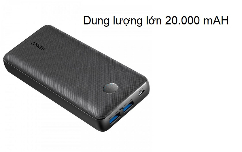 Dung lượng pin dự phòng lên đến 20.000 mAh giúp bạn sạc được nhiều lần