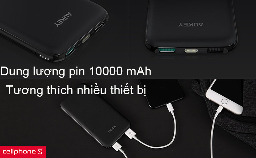 Dung lượng pin 10000 mAh, tương thích nhiều thiết bị