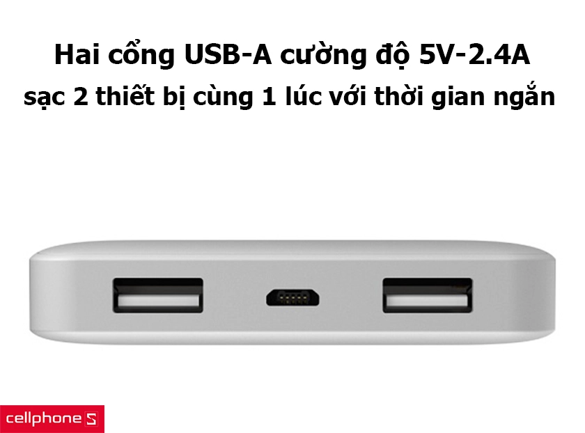 hai cổng USB cường độ 5V-2.4A