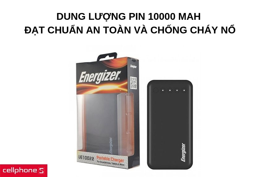 Dung lượng pin 10000 mAh, tiết kiệm 40% thời gian sạc, đạt chuẩn an toàn và chống cháy nổ