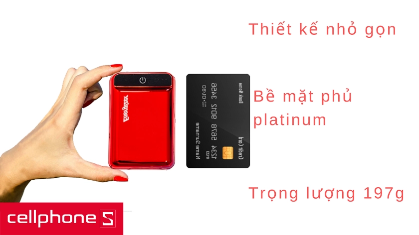 Thiết kế nhỏ gọn với trọng lượng chỉ 197g, bề mặt phủ platinum