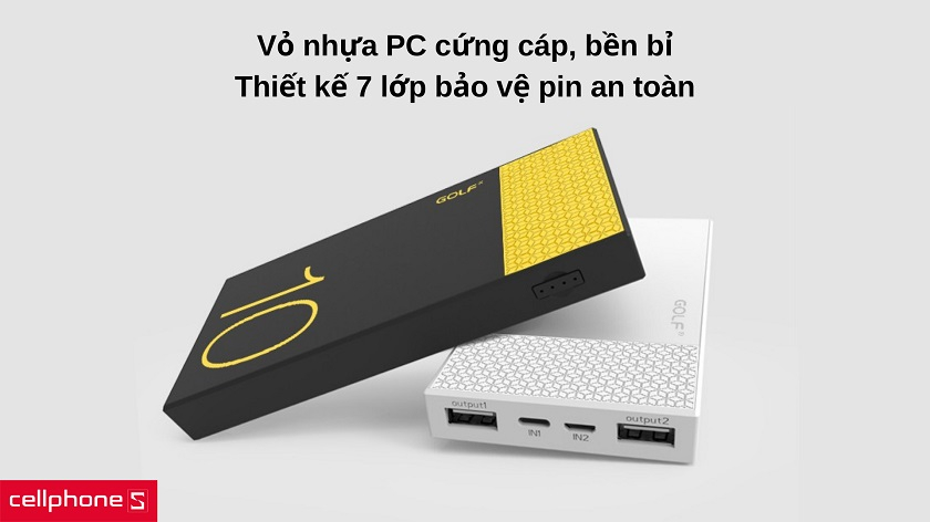 Chất liệu PC cao cấp, hệ thống pin 7 lớp bảo vệ an toàn
