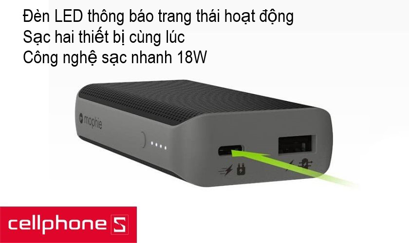 Sạc đồng thời cùng lúc 2 thiết bị cùng với công nghệ sạc nhanh Power Delivery 18W